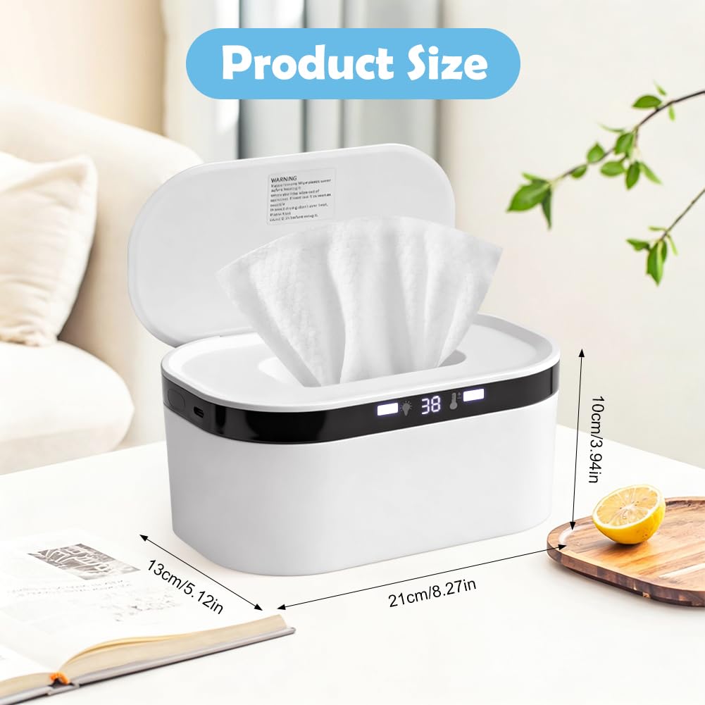 10W Feuchttuch Wärmer, 3 Heizstufen Schnell, Baby Wischtuchwärmer, USB Wischtuchwärmer,Handtuch Wärmegerät für Babys, eingebautes Nachtlicht, hält die Tücher feucht（Weiß）