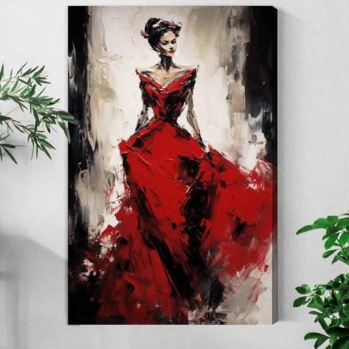 Toile expressionnisme abstrait XINBAO Robe rouge, décoration murale haut de gamme