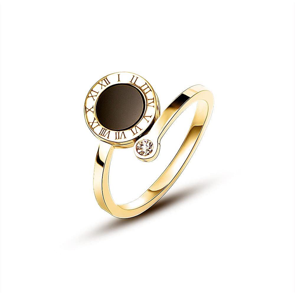 Anneau d'ouverture de Chiffre Romain de Disque Noir Classique pour des Bijoux à la Mode Simples de femmesDurabilité