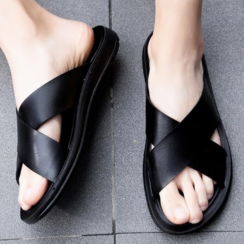 Men's Leather Orthopedic Sandals Open Toe Comfort Arch Support Hollow Slippers Summer Lightweight Non-Slip Soft Sole Casual Walking Beach Slides2