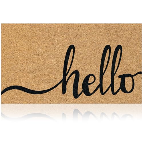 AMARU DOOR MATS - Coir Welcome Mat Non-Slip Hello Classic 2 17 x 29 in