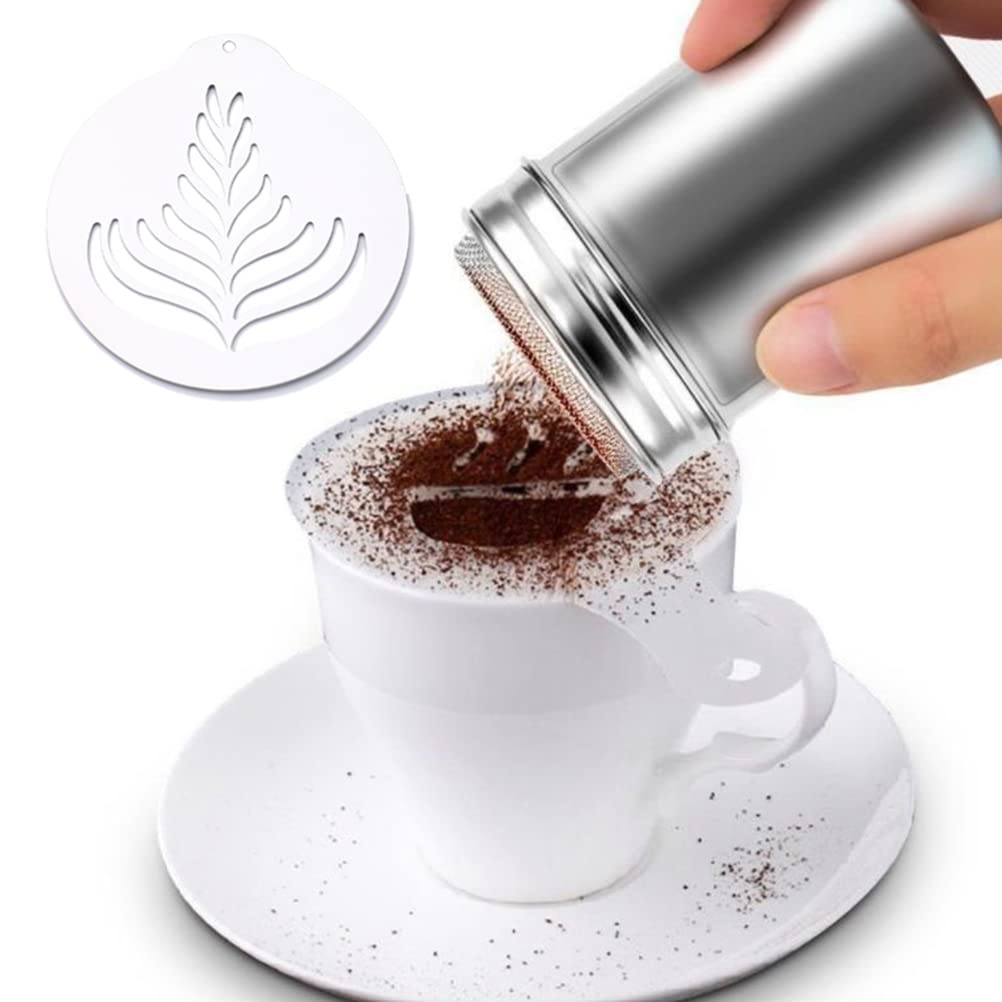 Lot de 5 pochoirs à café en acier inoxydable pour décoration de café, cappuccino, chocolat, outil de décoration de gâteau pour mousse, chocolat chaud