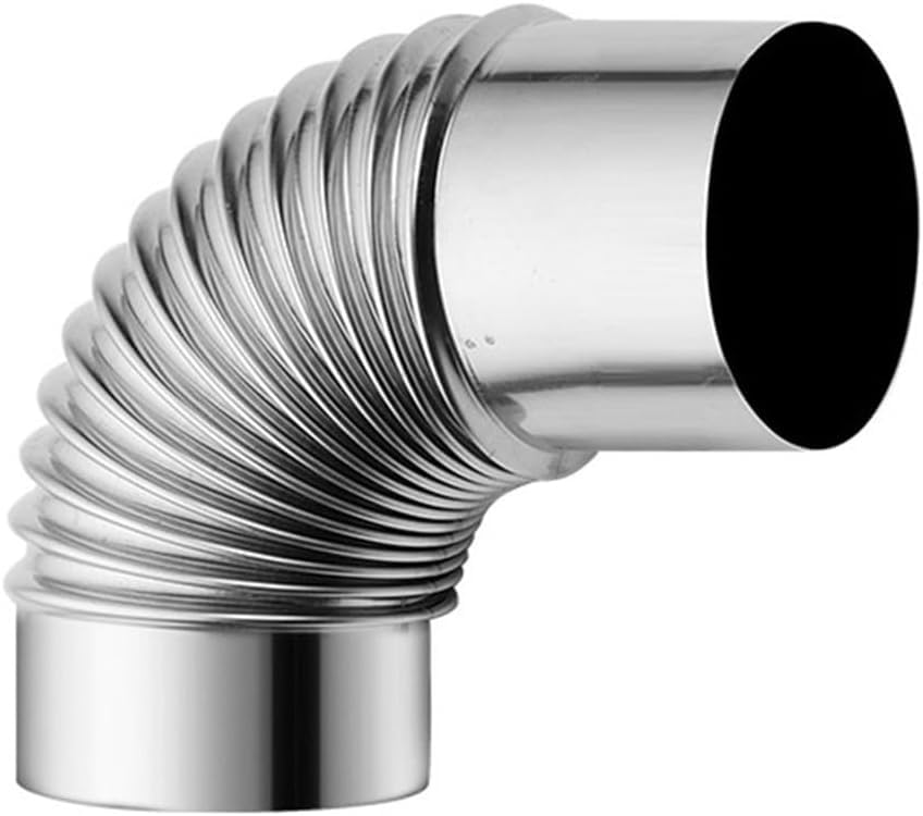 Stainless Steel Elbow Chimney 90 Degree Flexible Flue Exhaust Stove Pipe Wood Burning Stove Pipe Connector for Camping Tent Stove(100mm)