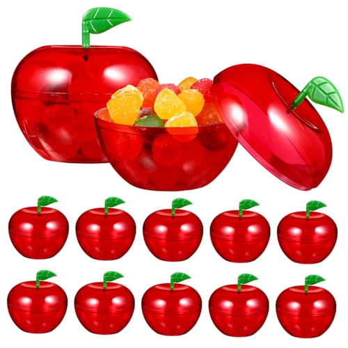 IWOWHERO 12pcs Apple Candy Box Department Store Decorations ' Candy Box Cupcake Containers Candy Containers Empty Apple Candy Jar Apples Shape Candy Boxes Candy Pouches Plastic Red