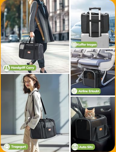 Morpilot Katzentransportbox für Katzen und Welpen bis 5kg, Katzenbox Hundetasche mit Sicherheit Reißverschlüsse… – Ansicht 5