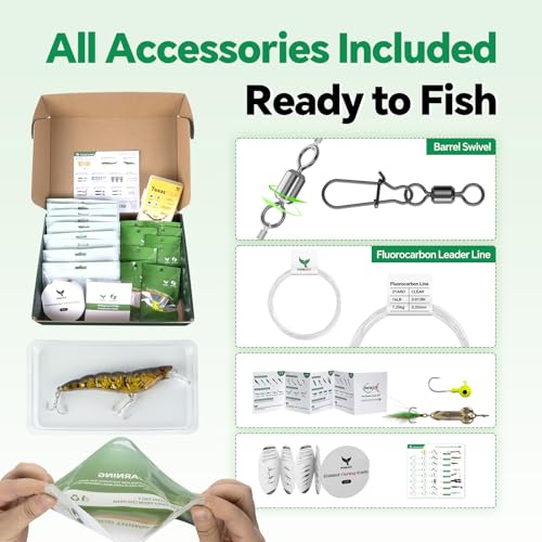 Image of Fishing Lures Kit for Men Women, Soft Bait Tackle Box Set in Red Gift Box, Complete Fishing Gear with Pendant Keychain, for Freshwater Bass Trout Saltwater