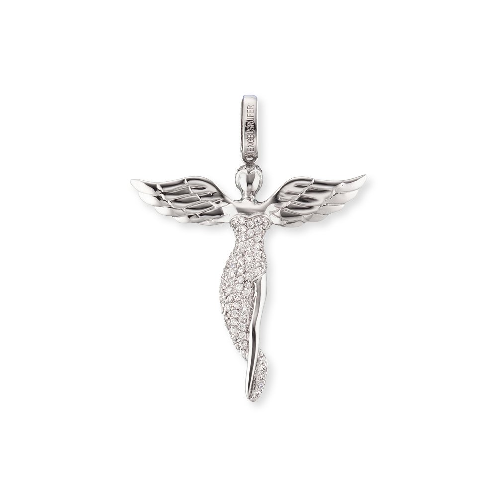 Engelsrufer Engel Pendant for Women 925 Sterling Silver White Zirconia Size 52 mm (2.05")