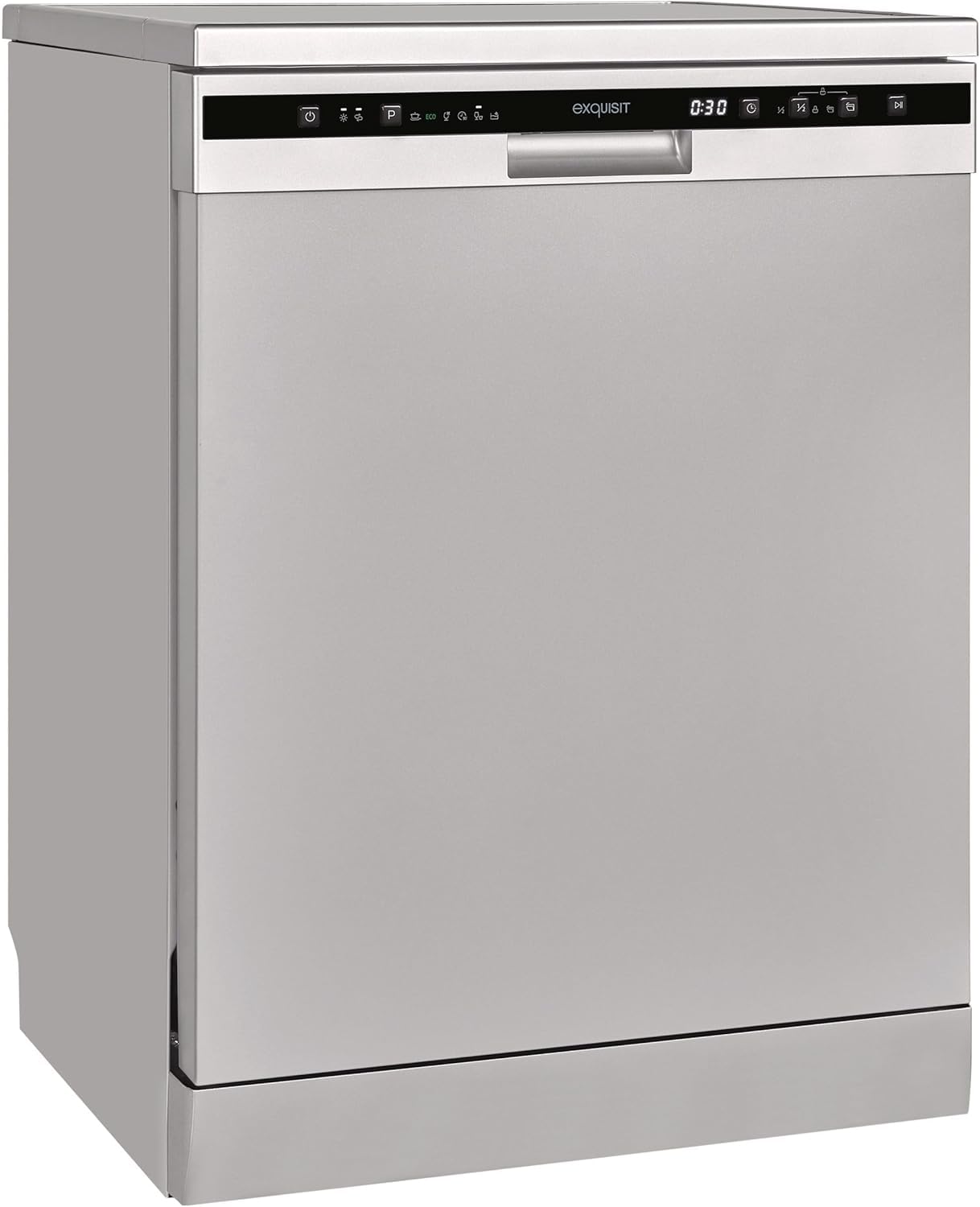 Exquisit® Lavavajillas 60Cm, Clase D, Color Plateado, 12 Servicios, 6 Programas, Inicio Diferido 24H, Indicador Falta Sal y Abrillantador, Consumo 82 kWh/100ciclos, Medidas 84,5x59,8x60 Cm.