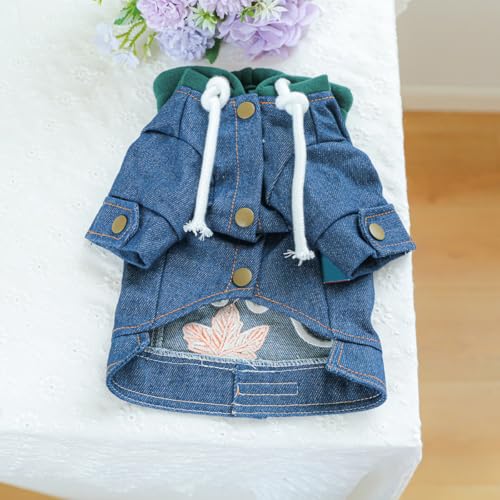 Camisa con capucha de mezclilla para perro pequeño miniatura 5