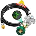 GGC 5FT Two-Stage Propane Regulator with Hose & Gauge, QCC1/Type1 Tank Connection, 3/8" Female Flare Fitting for Grills, Heaters, Fire Pits & Stoves - CSA Certified