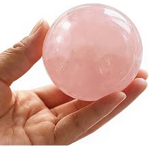 Natural Stone Crystal Sphere Feng Shui Home Decoration Ball Positive Energy Scrying Orb for Meditation Tool for Spiritual Space Purification Globe Diameter 5-6cm Pink Crystal Sphere