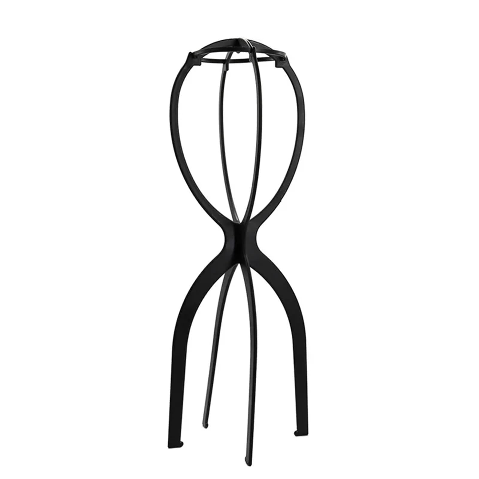 FDzkrtvm Plastic Folding Wig Stand, 3 Pcs Plastic Folding Wig Storage Stand For Women's Long Wigs Styling Display Multicolor(Black)