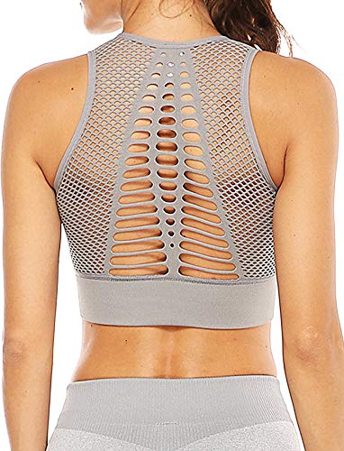 Image of SEASUM Women's Longline Sport Bra Seamless Yoga Crop Top Medium-Low Support Workout Bra