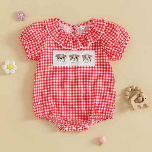ZyHwShine Baby Girl Football Outfit Infant Football Embroidery Bubble Romper Smocked Onesie Newborn Football Summer Clothes2