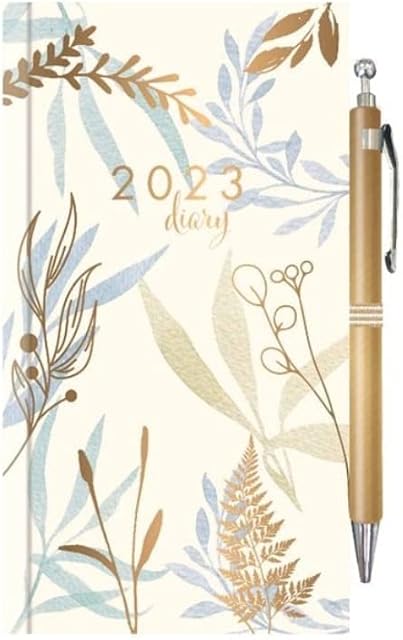 Ayush Party | 2023 Diary & Pen Slim Botanicals - White Diary Set |Planner And Organiser For School And Office