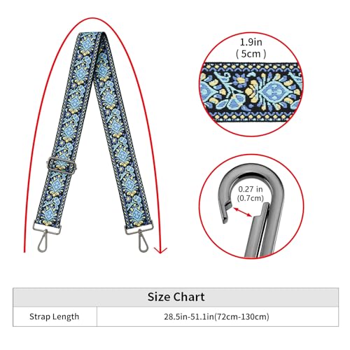 Image of ZOOEASS Nickel Buckles Wide Shoulder Strap Adjustable Replacement Belt Gun Buckles Guitar Style Crossbody Bag Strap