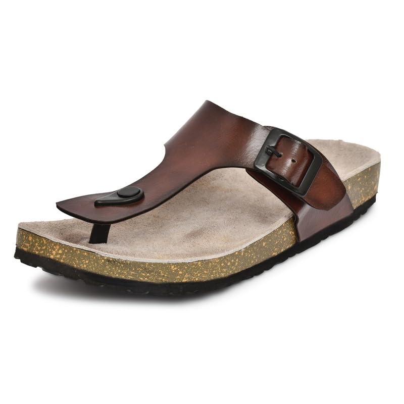 qhan Men's Comfort Cork Sandals – Slip-On Toe Post Design with Adjustable Buckle, Non-Slip Sole-picture-12