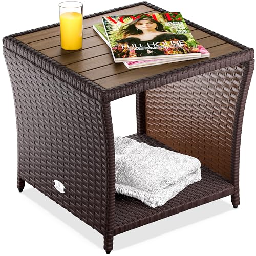 Casaria® Beistelltisch Braun Wetterfest Klein Holz Polyrattan Akazie...