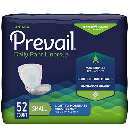 Prevail Incontinence Unisex Pant Liners, Disposable Adult Pant Liner for Men& Women, Small, 52 Count Bag