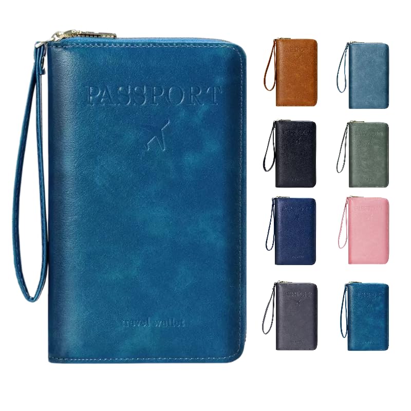 Multi-Functional RFID Passport Wallet, Blue, Fashion-image-9