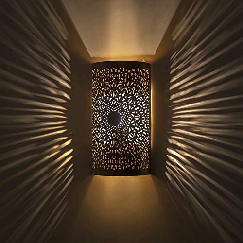 Image of Homesake Moroccan Cutwork Metal Wall Lamp with E27 Holder | Bulb Included | Items for Home decor Living Room, Bedroom, Hallway & Balcony | Decorations for Home, Warm Ambient Light
