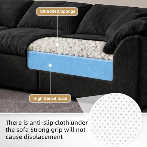 Image of 109 inch Modular Boneless Cloud Couch Sectional for Living Room