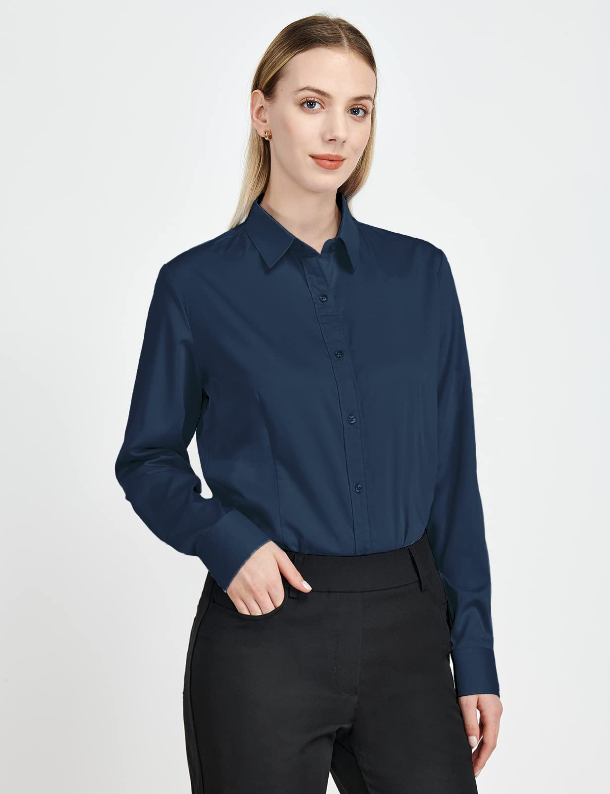 Tapata de las Mujeres Blusa Body con Botones, de una Sola Pieza, de Manga Larga, Camisa de Trabajo de Oficina sólido, Tops Casuales