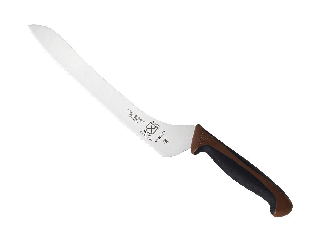 Mercer Culinary Millennia Color Handle Cutlery 9" Offset Bread Knife (Wavy Edge) Brown