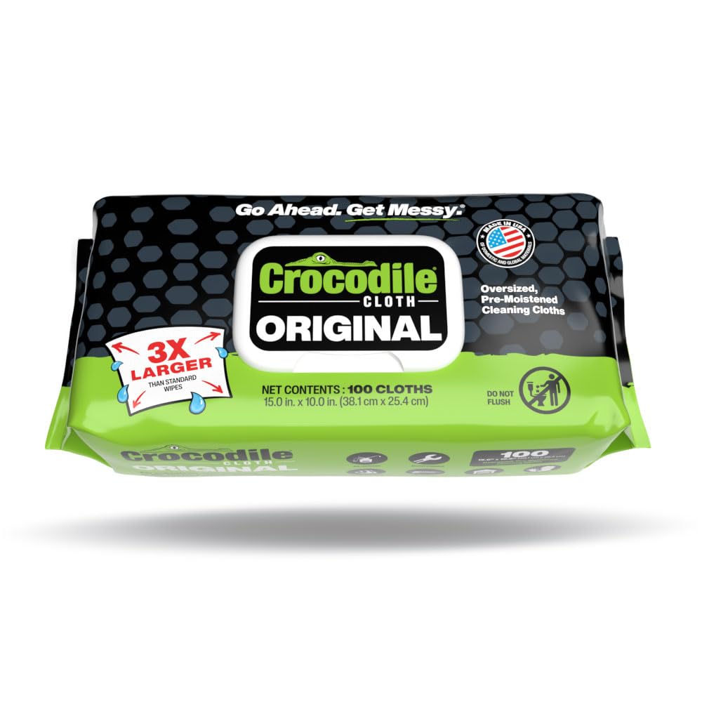 Crocodile Cloth Lot de 100 lingettes à main et outils robustes originales