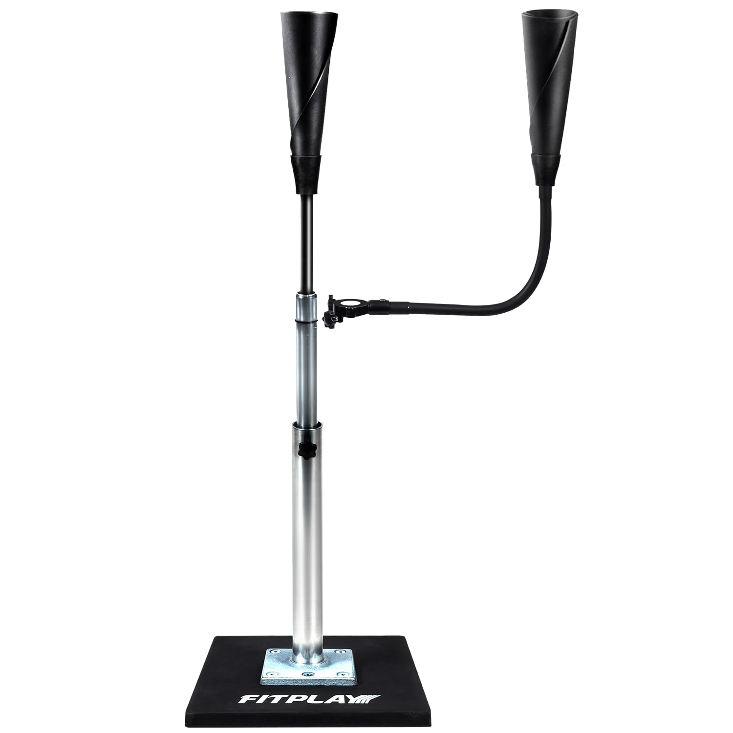 WEEPALMDouble Tee Batting Tee for Baseball/Softball, 360° Rotatable Angle Hitting Tee, Adjustable Height 24 to 44 inches, Weighted Metal Base, Hand-Rolled Flexible Rubber Top| Easy Carrying