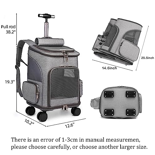 K ERATISNIK Wheeled Pet Carrier Backpack Breathable Pet Carrier with Wheels Collapsible Dog Backpack Carrier for Small Dogs Cats Puppy Dog Stroller Travel Carrier… (Grey) K ERATISNIK Wheeled Pet Carrier Backpack Breathable Pet Carrier with Wheels Collapsible Dog Backpack Carrier for Small Dogs Cats Puppy Dog Stroller Travel Carrier… (Grey)