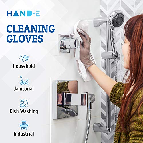 Hand-E Disposable Grey Nitrile Gloves Large - 400 Count - Kitchen Gloves - Powder Free, Latex Free Medical Exam Gloves with Textured Grip Fingertips - Cleaning, Salon, Painting - Thumbnail 4