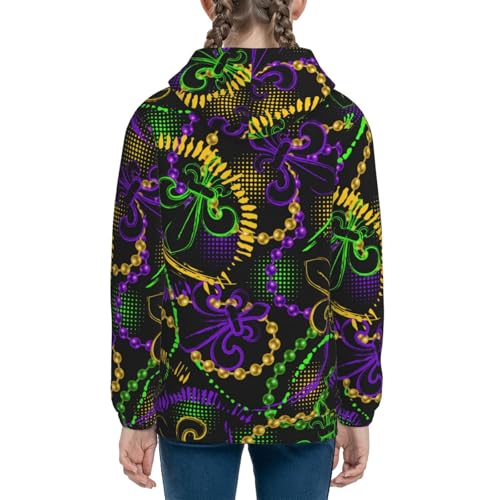 Neon Mardi Gras Kids Pullover Hoodies Boys Sweatshirts Girls Athletic Clothes with Pocket4