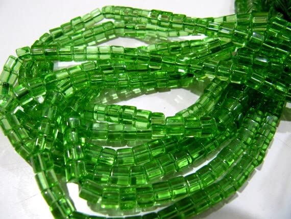 LKBEADS Hydro kwarc perydot kolorowe koraliki / rozmiar 5 mm gładki kształt pudełka koraliki / sznurek 25 cm długości