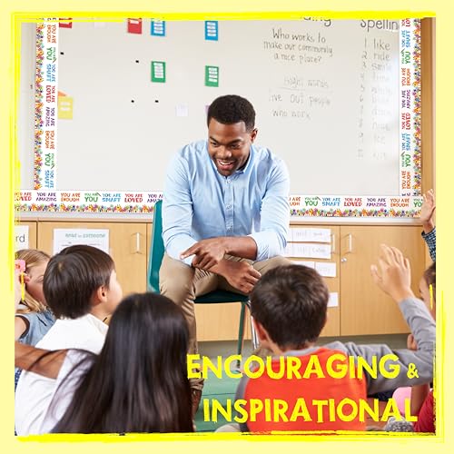 Image of 60 Feet Bulletin Board Borders, Encouraging Rolled Border Trim Back-to-School Bulletin Board Decoration, Walls, Desks, Windows, Doors, Chalkboards, Whiteboards Decors for School, Classroom & Offices