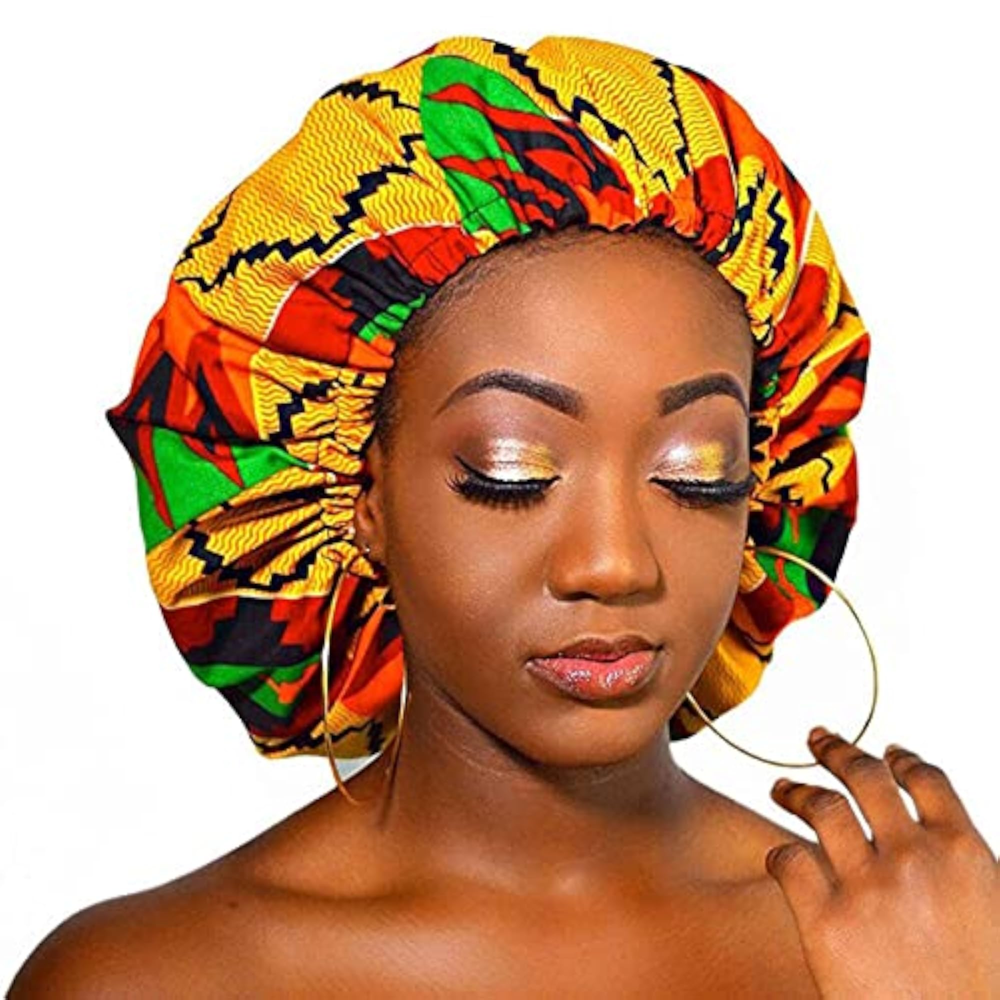 African Pattern Print Fabric Bonnets for Women, Hair Wrap