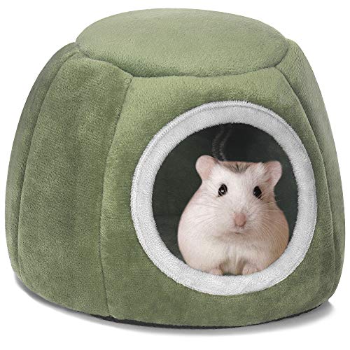 YOGURTCK Guinea Pig Bed, Hedgehog House, Hamster Warm Nest Hideout, Small Animals Cage Cave Supplies - Green