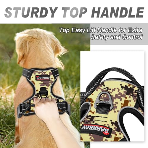 BARKBAY No Pull Dog Harness Front Clip Heavy Duty Reflective Easy Control Handle for Large Dog Walking(Desert camo,L)
