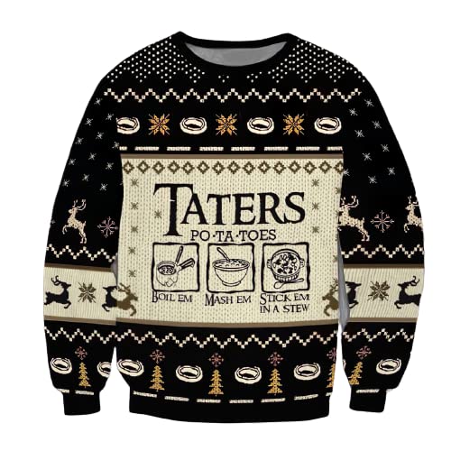 Taters Potatoes Tots Ugly Christmas Sweater, Boil em Mash em Stick em in a stew, Taters Potatoes Ugly Xmas Sweater, Christmas Ugly Sweater More Color Size XS-5XL
