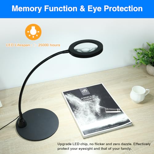 Arnvcs HL0415 15X Table Magnifying Glass With Light And Stand, Magnifying Desk Lamp thumb #7