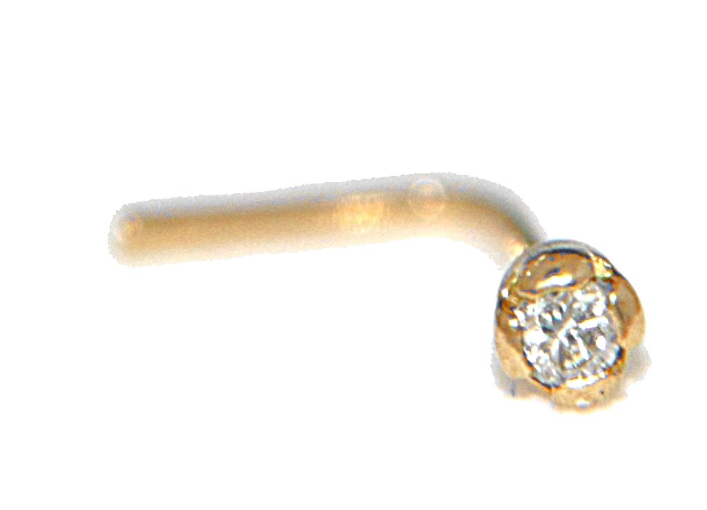 Mia Gioielli - Piercing Diamante - Orecchino Naso Oro Giallo 18k (750) con Brillante 0.01 carati - stile Griffo - Anallergico Donna - F-06932-0G00