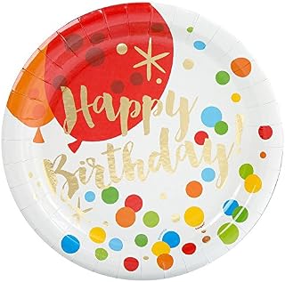 Unique Party 58225 - Foil Glitzy Gold Happy Birthday Confetti Balloons, Pack of 6