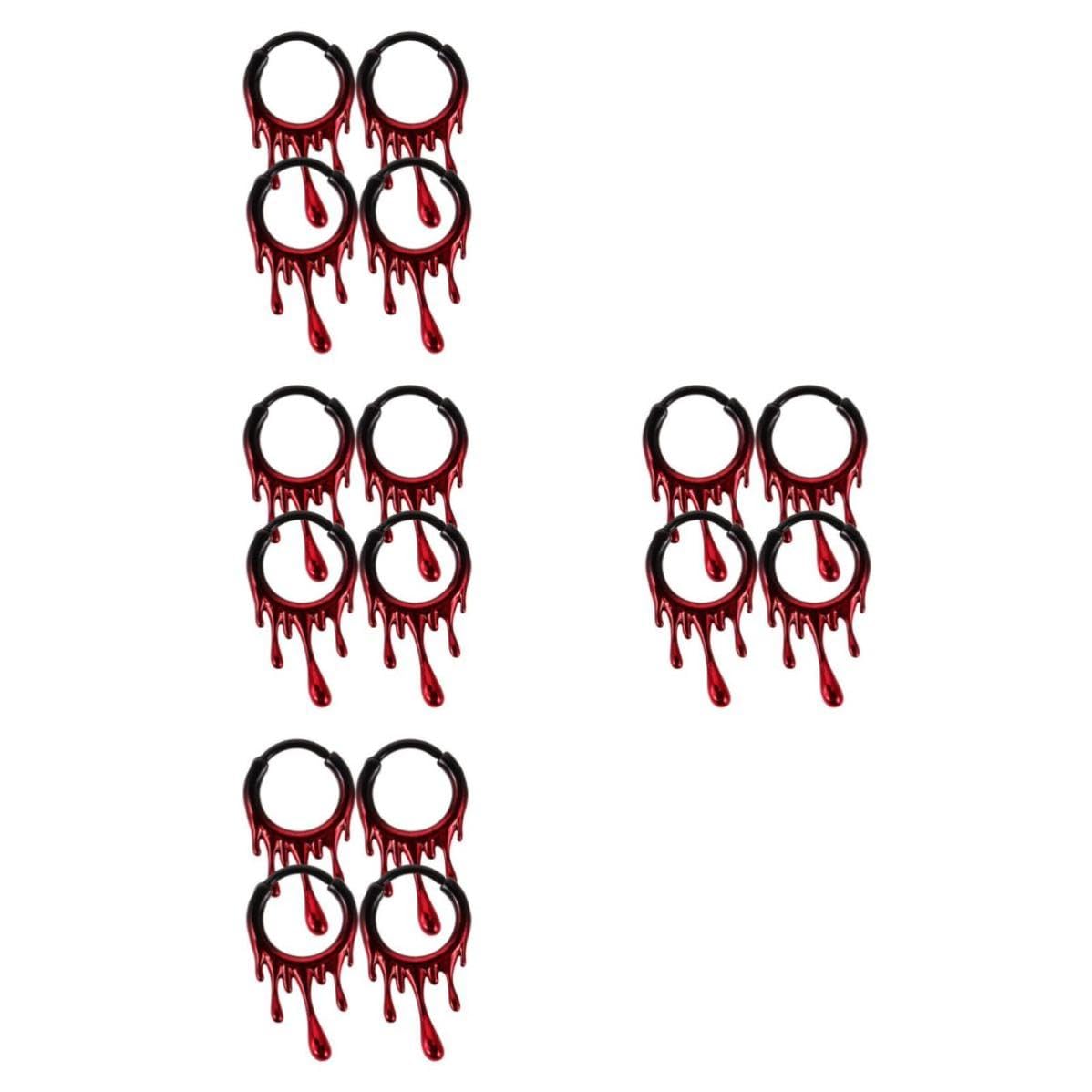 Tofficu 16 Pezzi Anello Versatile per Piercing al Naso in Acciaio Inossidabile Rosso Design Irregolare Effetto Sangue Stile Gotico per Feste di Halloween e Uso Quotidiano
