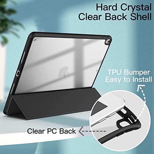Image of JETech Cover Case for iPad Pro 10.5-Inch and iPad Air 3 (10.5-Inch 2019, 3rd Generation) with Pencil Holder, Clear Transparent Back Shell Slim Stand Shockproof Tablet Cover (Black)
