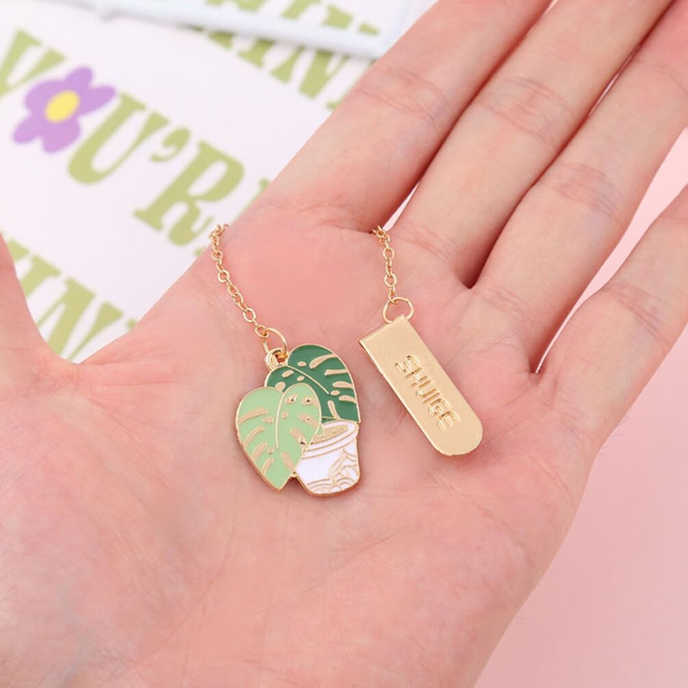 Lurrose 4pcs Metal Chain Bookmark Metal Leaf Bookmark Plant Design Decorative Reading Accessories for Book Lovers Writers Readers - Image 2