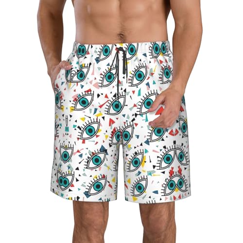 Eyes Print Mens Casual Shorts Drawstring Summer Beach Stretch Shorts Novelty Swimtrunks