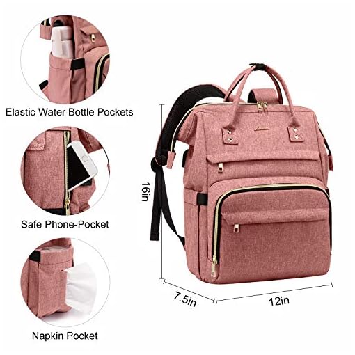 LOVEVOOK Laptop Backpack for Women,15.6 Inch Professional Womens Travel Backpack Purse Computer Laptop Bag Nurse Teacher Backpack,Waterproof College Work Bag Carry on Backpack with USB Port,Light-pink - Image 6