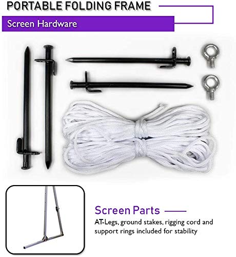 Akia Screens 145 inch Indoor Outdoor Portable Projector Screen with Stand and Bag 16:9 8K 4K Ultra HD 3D Adjustable Height Foldable Projection Screen Silver for Movie Video Home Theater AK-OS145H1 - Thumbnail 4