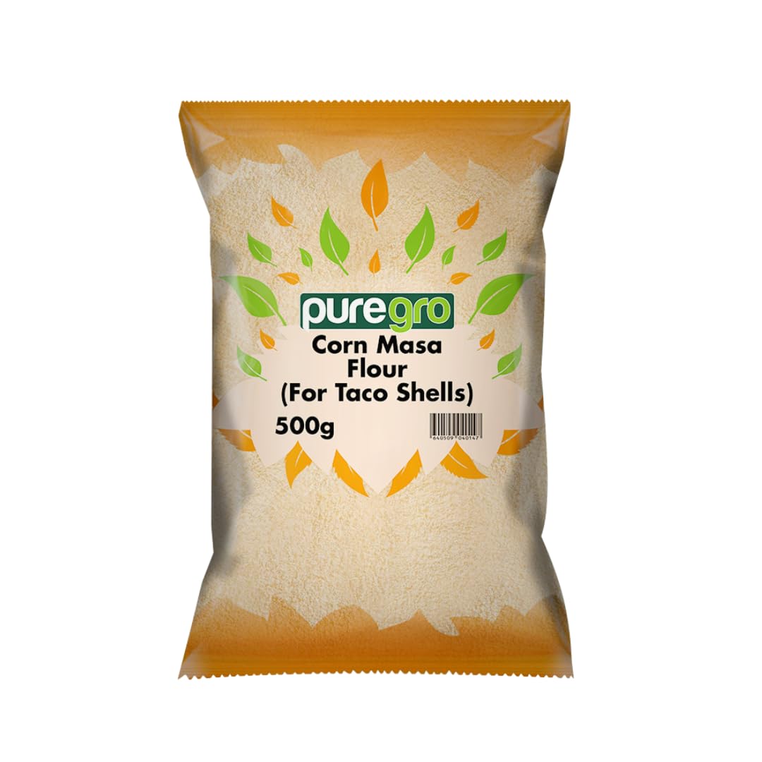 Puregro Corn Masa Flour | Premium Quality | Ideal for Taco Shells | Coarse in Texture | Versatile Use For Taco Shells | Authentic Corn Flavour | Pack of 1 | Weight 500g