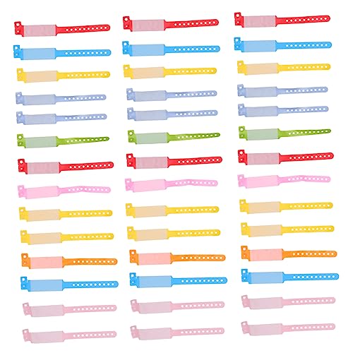 SOPOTUTU 100 piezas Pulseras Identificativas Infantiles de PVC Ajustables Impermeables Pulseras Antipérdida Desechables para Eventos y Cumpleaños Brazaletes para Escribir Color Aleatorio